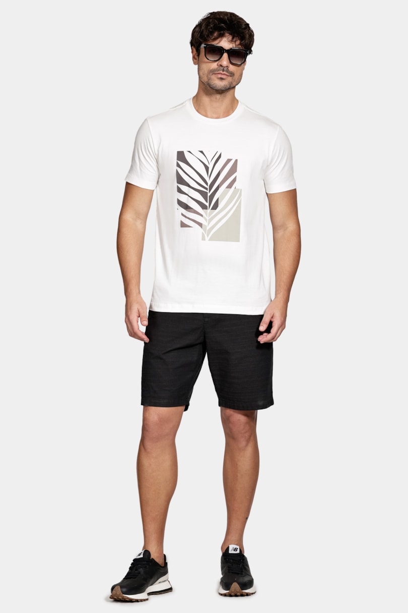 Camiseta Manga Curta Estampa Folhagem Off White