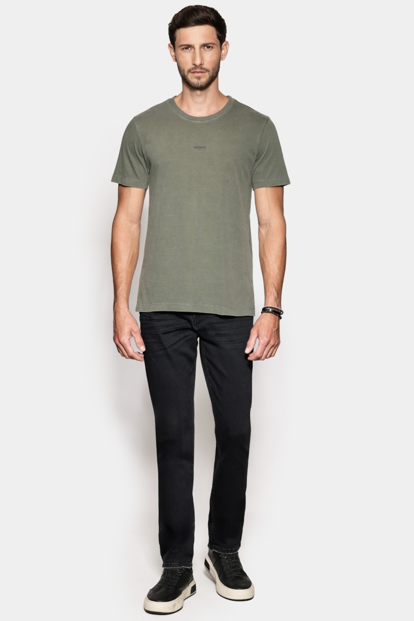 Camiseta Manga Curta Estampa Frente Lavada Militar 117
