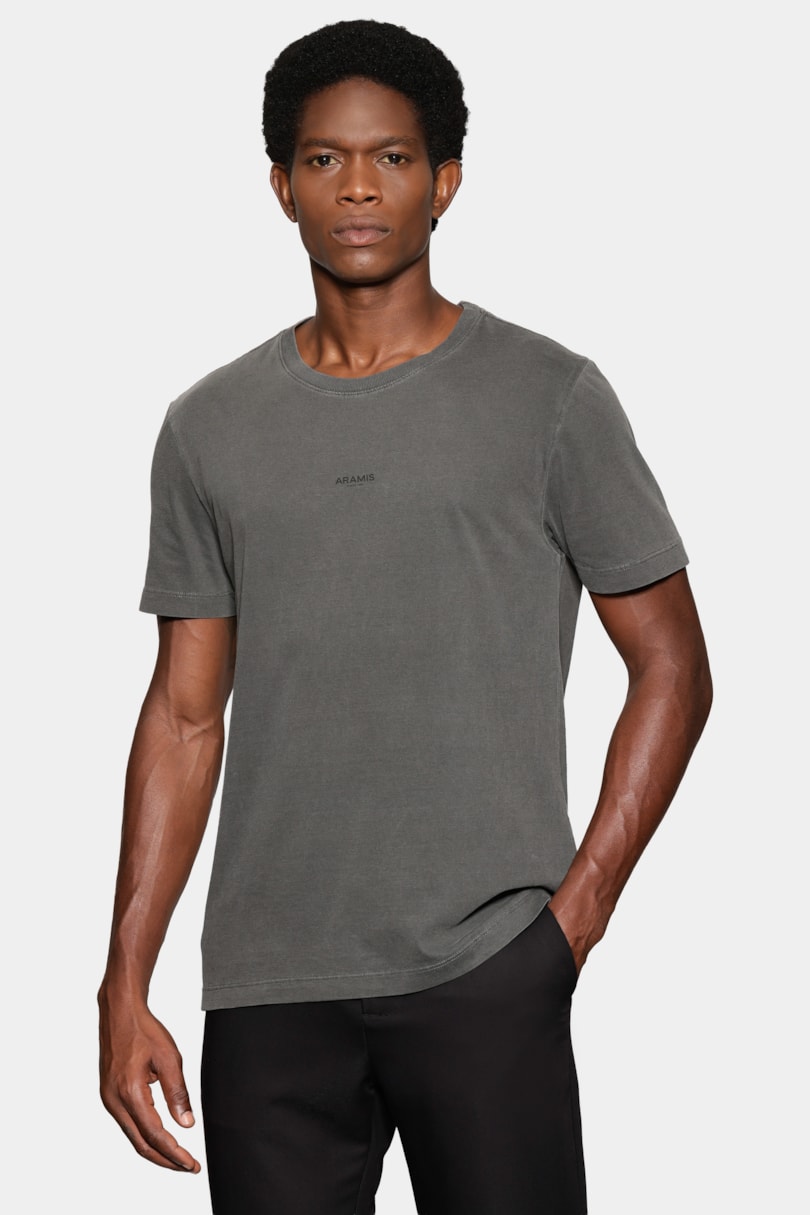 Camiseta Manga Curta Estampa Frente Lavada Preto