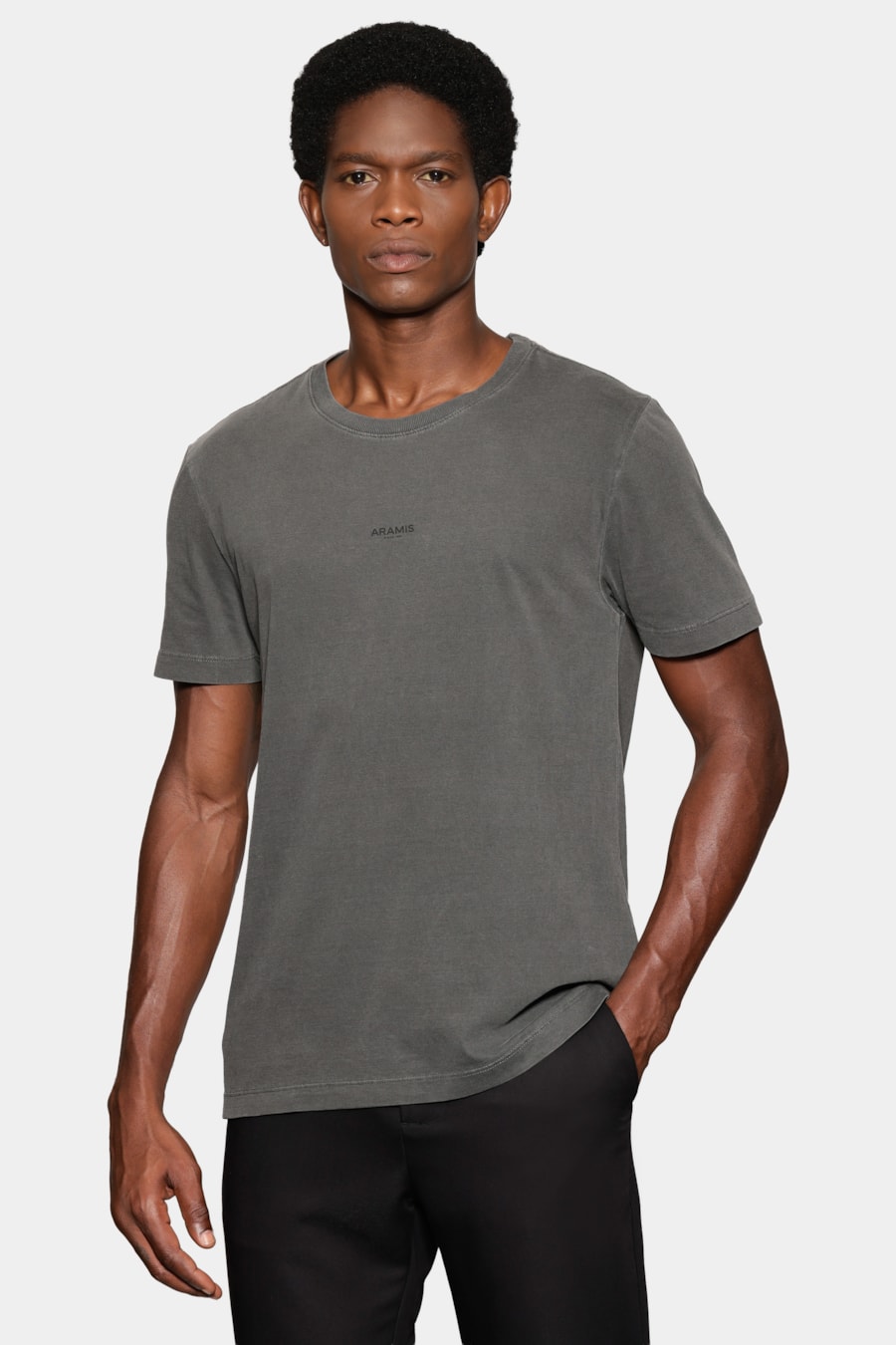 Camiseta Manga Curta Estampa Frente Lavada Preto — foto 1 de 7