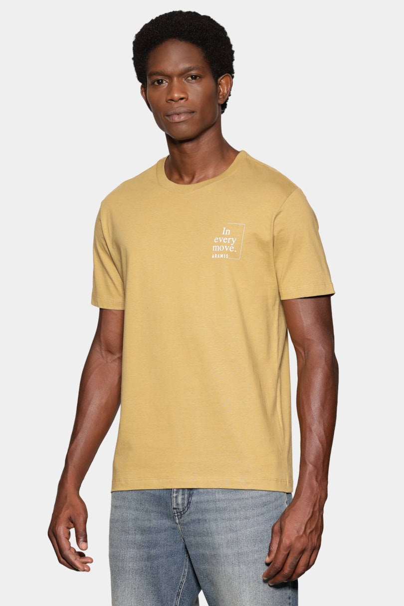 Camiseta Manga Curta Estampa In Every Move Mostarda 117