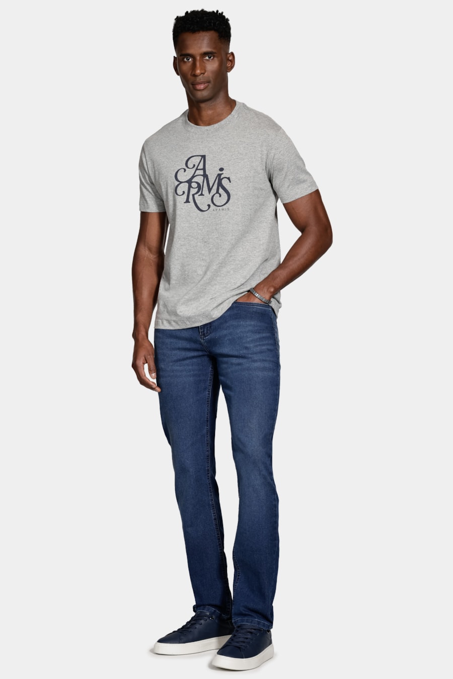 Camiseta Manga Curta Estampa Preppy Cinza Mescla — foto 2 de 5