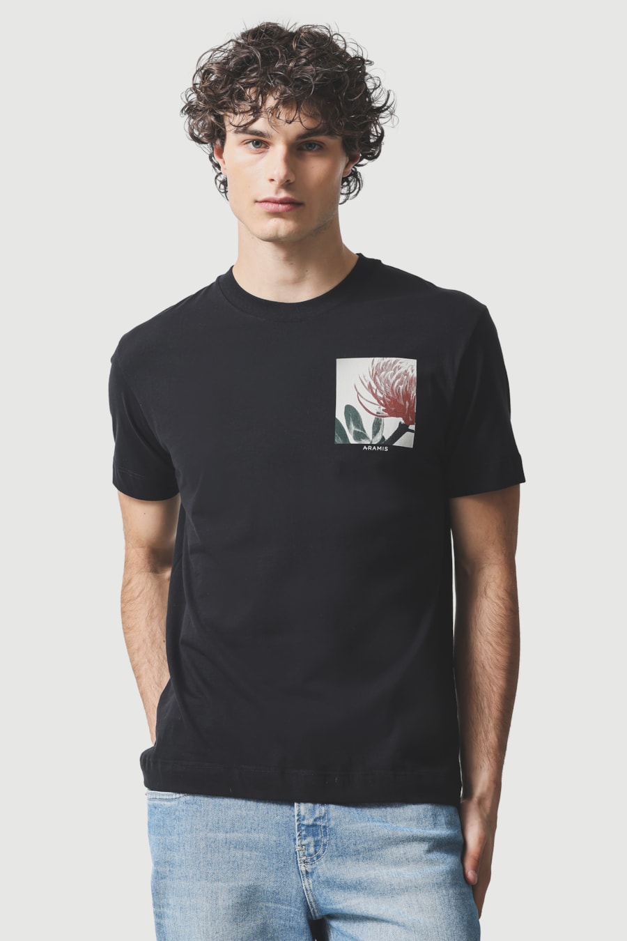 Camiseta Manga Curta Estampa Protea Preto — foto 1 de 5