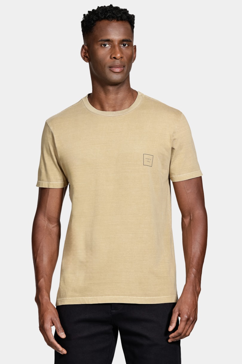 Camiseta Manga Curta Estampada Caqui 116