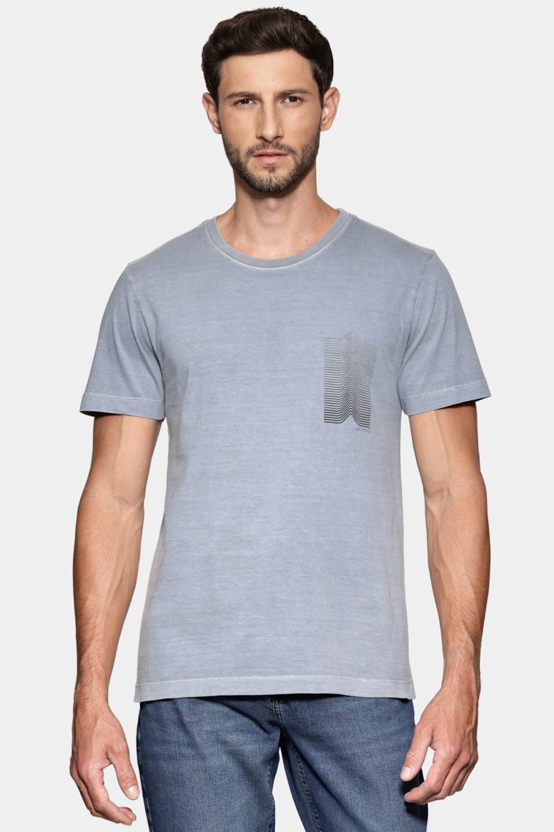 Camiseta Manga Curta Estampada Linhas Concreto 117