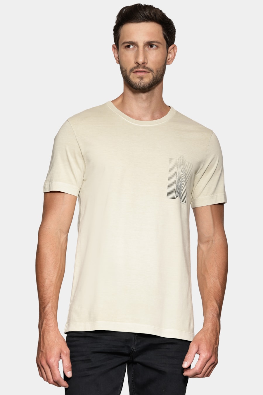 Camiseta Manga Curta Estampada Linhas Marfim 117 — foto 1 de 6
