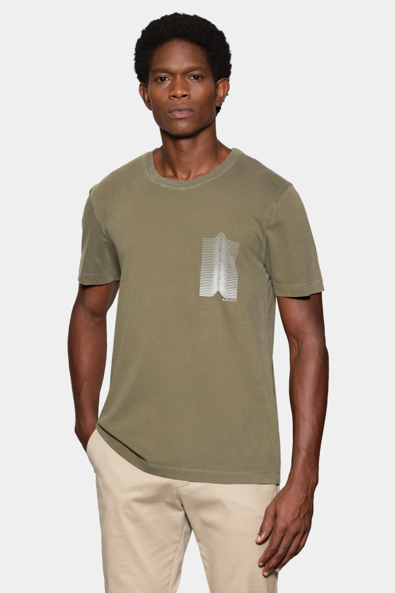 Camiseta Manga Curta Estampada Linhas Matcha 117