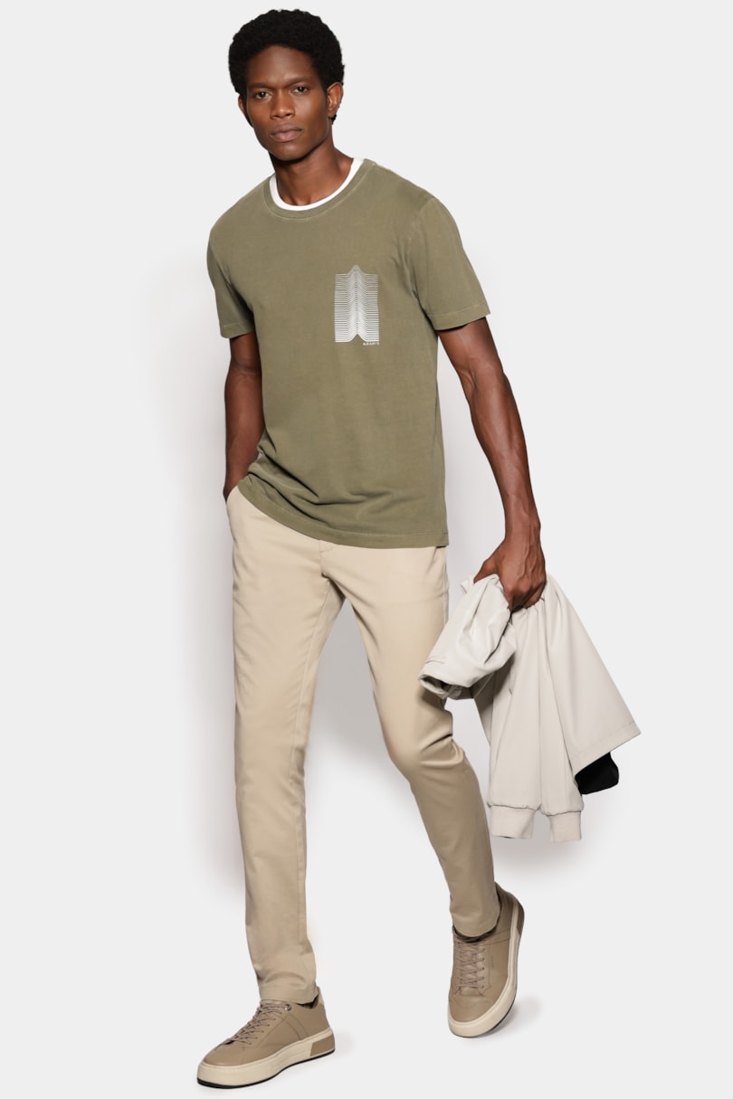 Camiseta Manga Curta Estampada Linhas Matcha 117