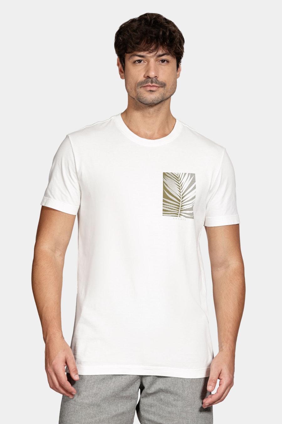 Camiseta Manga Curta Folha Listra Off White — foto 1 de 5