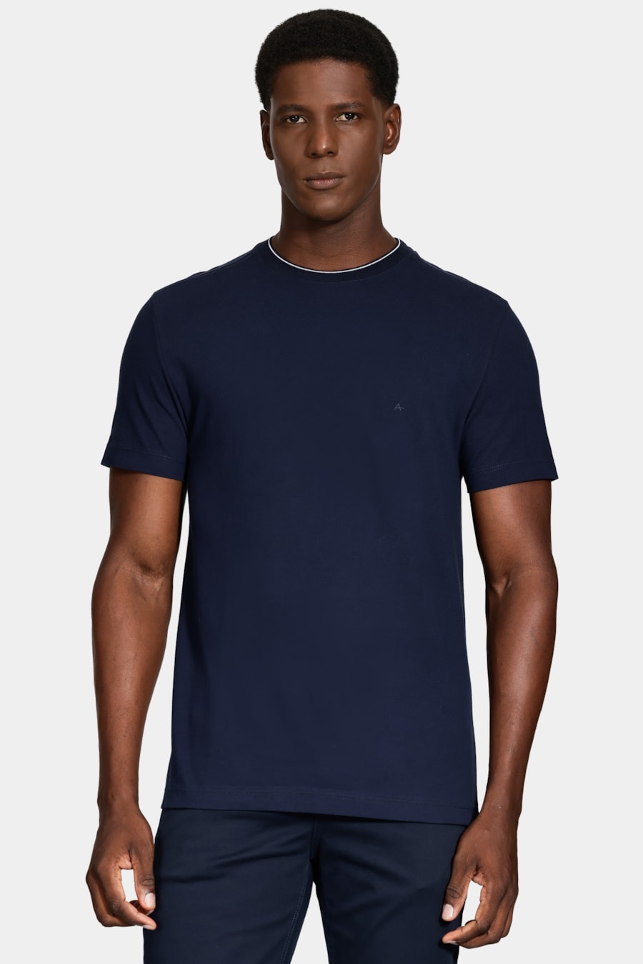 Camiseta Manga Curta Friso Gola Marinho — foto 1 de 5
