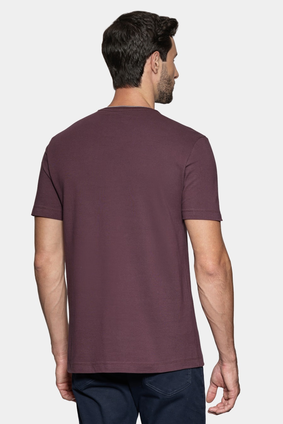 Camiseta Manga Curta Friso Gola Marrom — foto 4 de 6