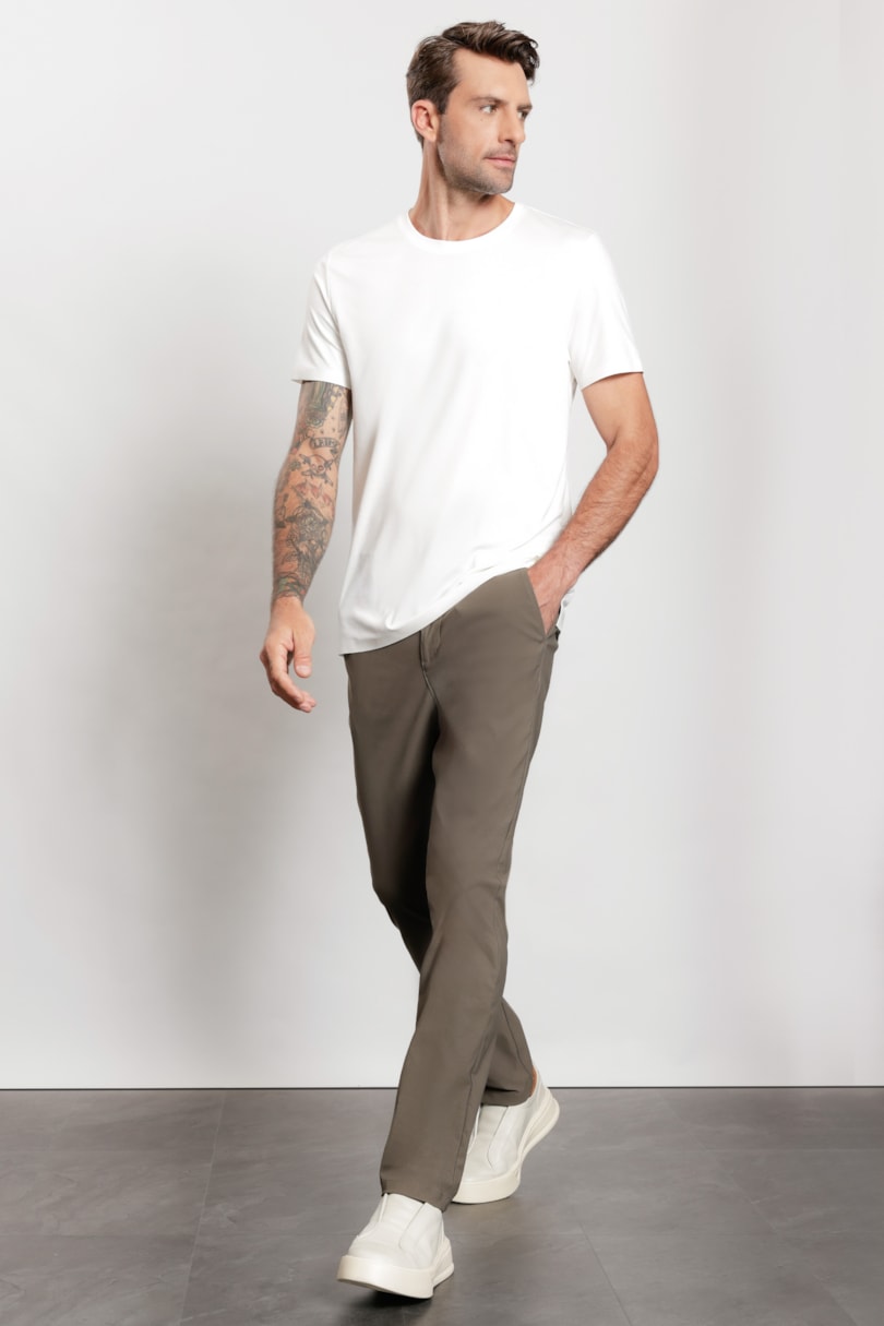 Camiseta Manga Curta Fusionada Off White