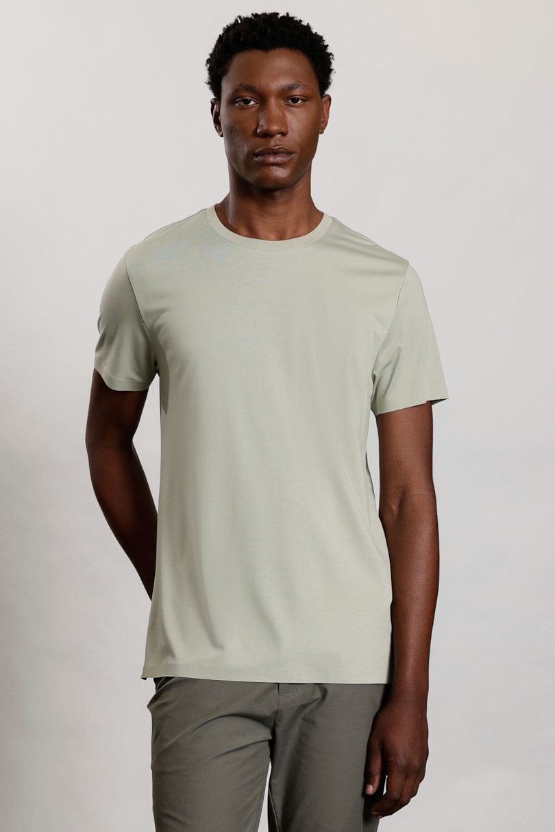 Camiseta Manga Curta Fusionada Verde Sálvia