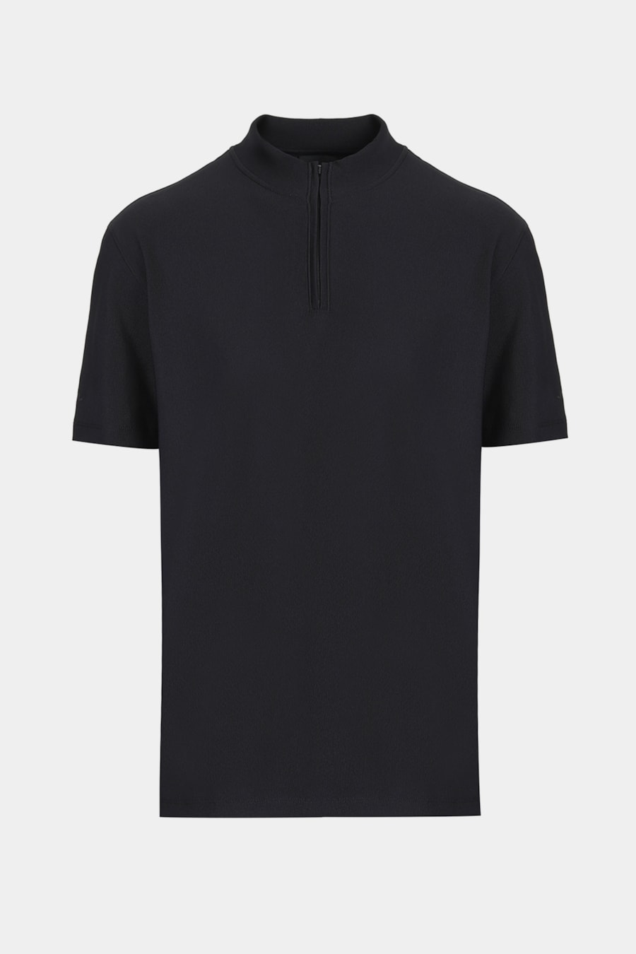 Camiseta Manga Curta Gola Alta Com Zíper Preto
