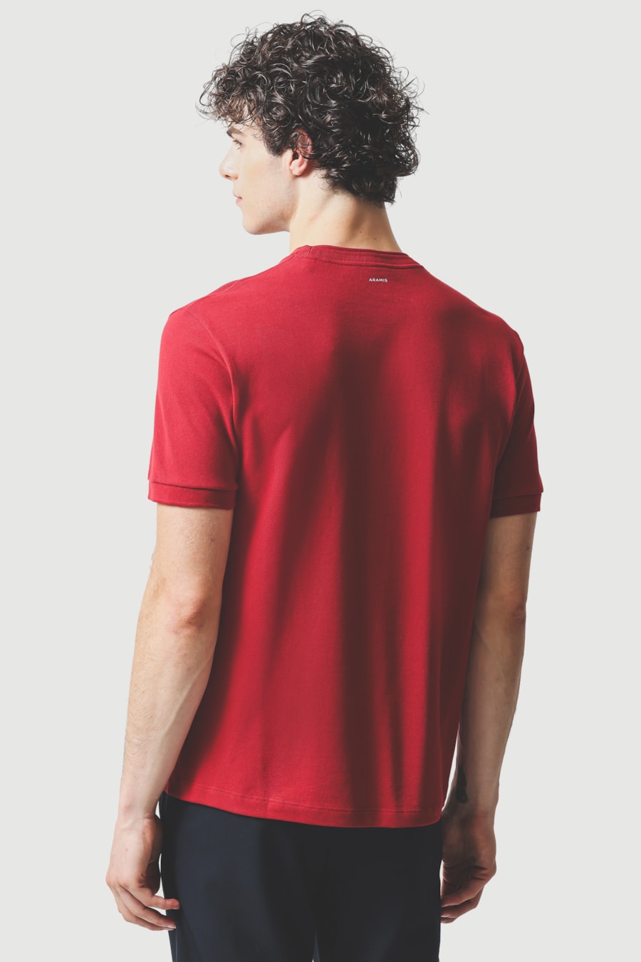 Camiseta Manga Curta Gola Dupla Vermelho Carmim 115 — foto 4 de 5