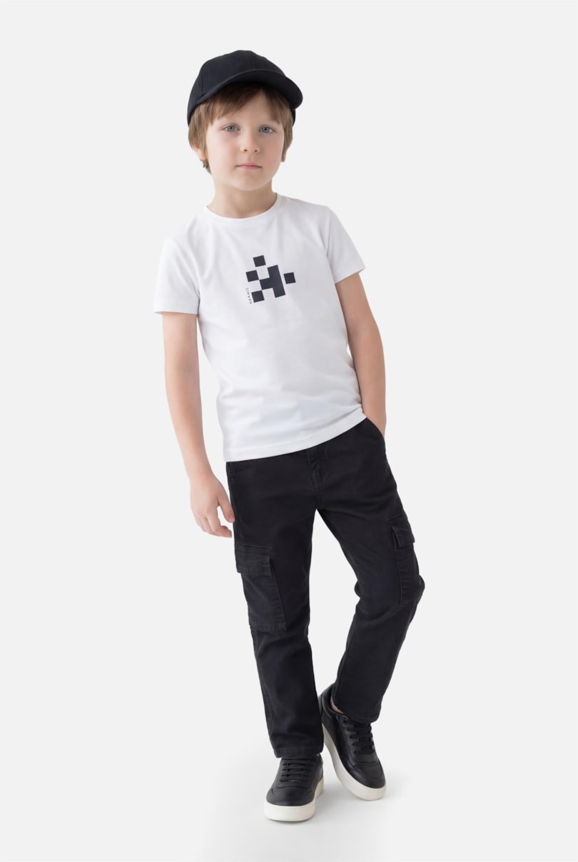 Camiseta Manga Curta Infantil Aramis Pixel Branco