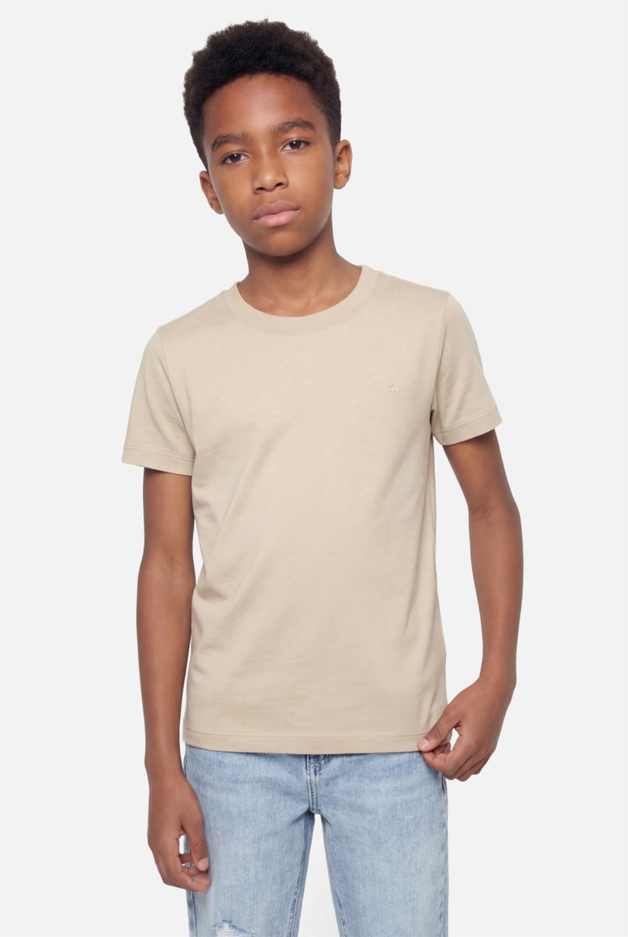 Camiseta Manga Curta Infantil Básica Amendoa — foto 1 de 3
