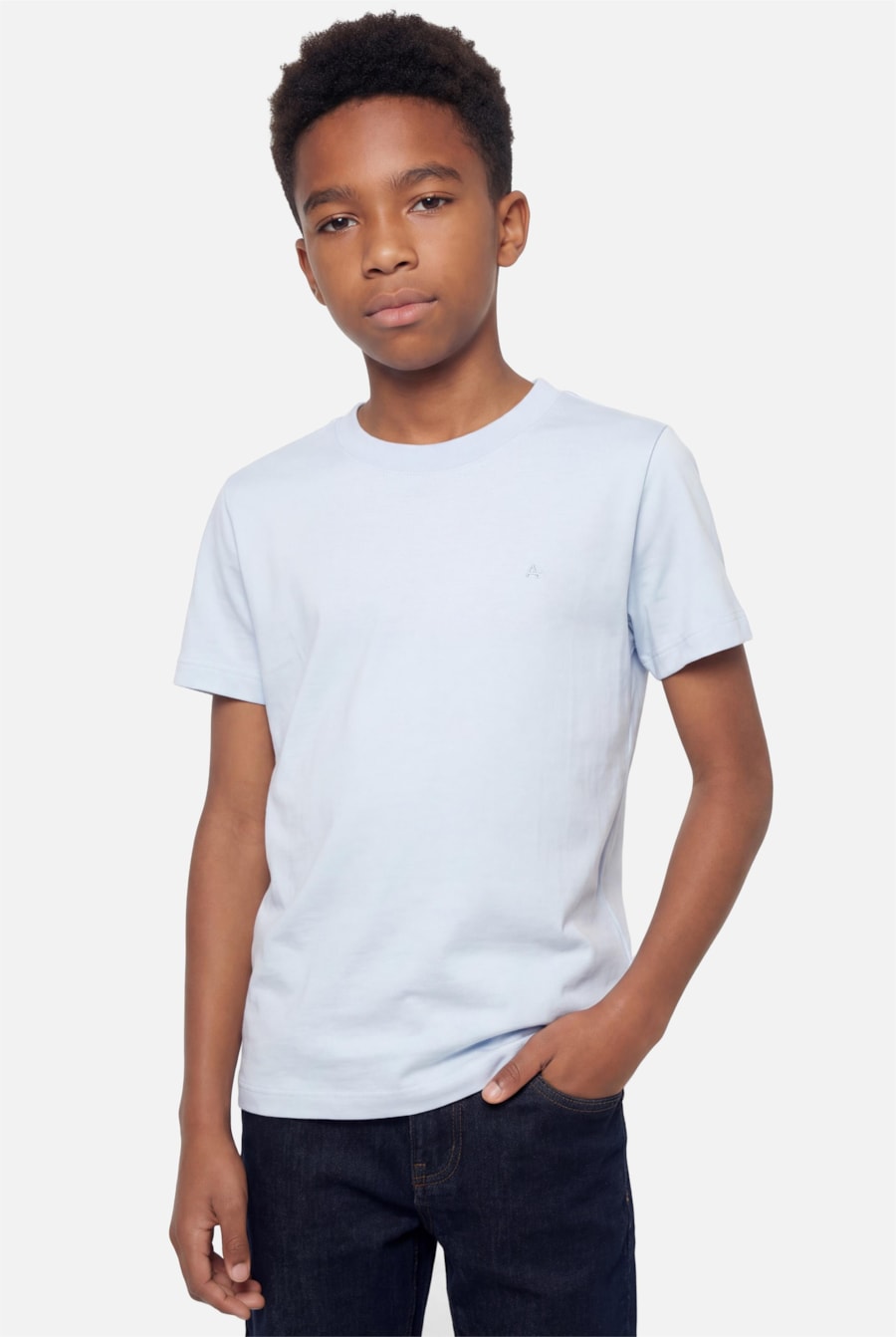 Camiseta Manga Curta Infantil Básica Azul Claro - Não Ativar Mostruário — foto 1 de 3