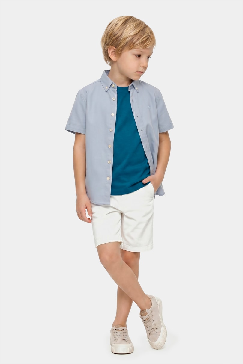 Camiseta Manga Curta Infantil Básica Azul Neblina