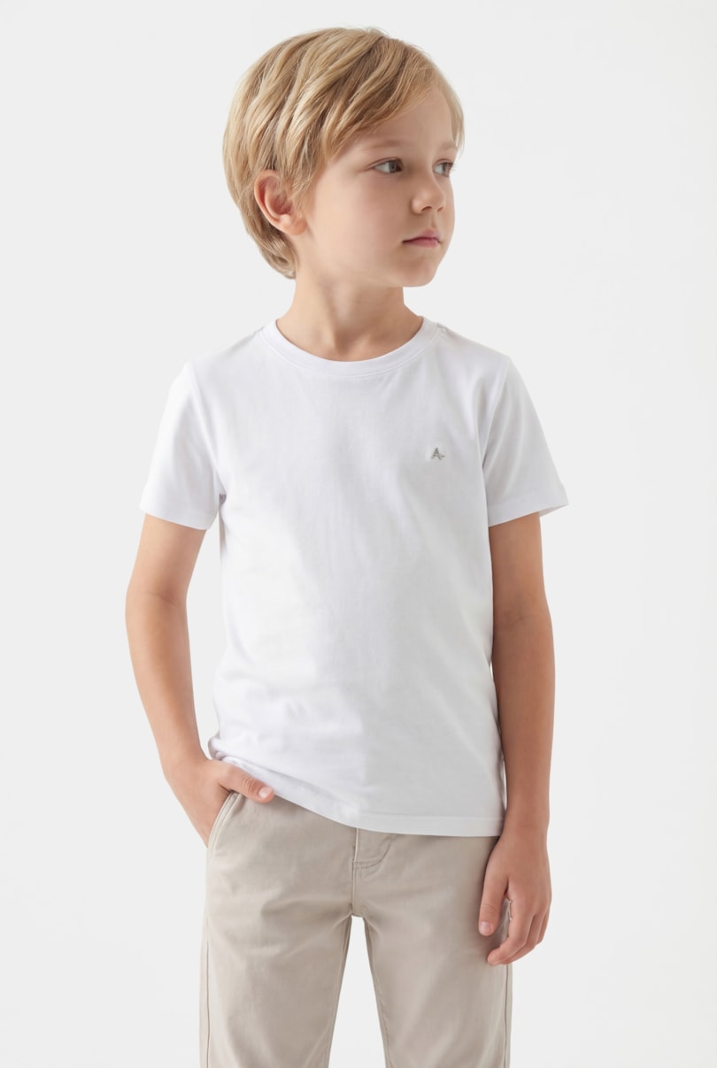 Camiseta Manga Curta Infantil Básica Branco
