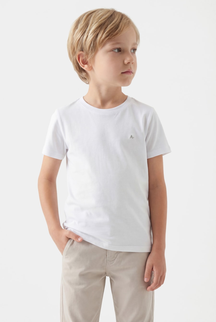 Camiseta Manga Curta Infantil Básica Branco — foto 1 de 3