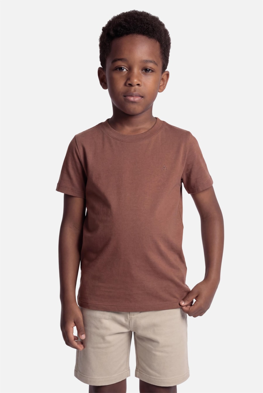 Camiseta Manga Curta Infantil Básica Cacau - Não Ativar Mostruário — foto 1 de 3