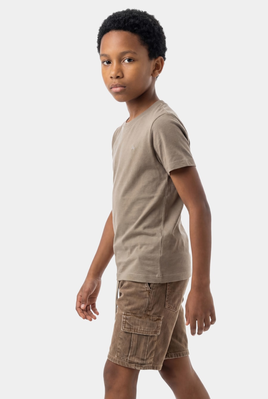 Camiseta Manga Curta Infantil Básica Caqui Claro — foto 1 de 3