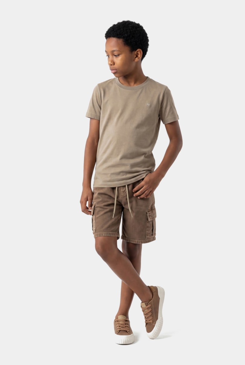 Camiseta Manga Curta Infantil Básica Caqui Claro