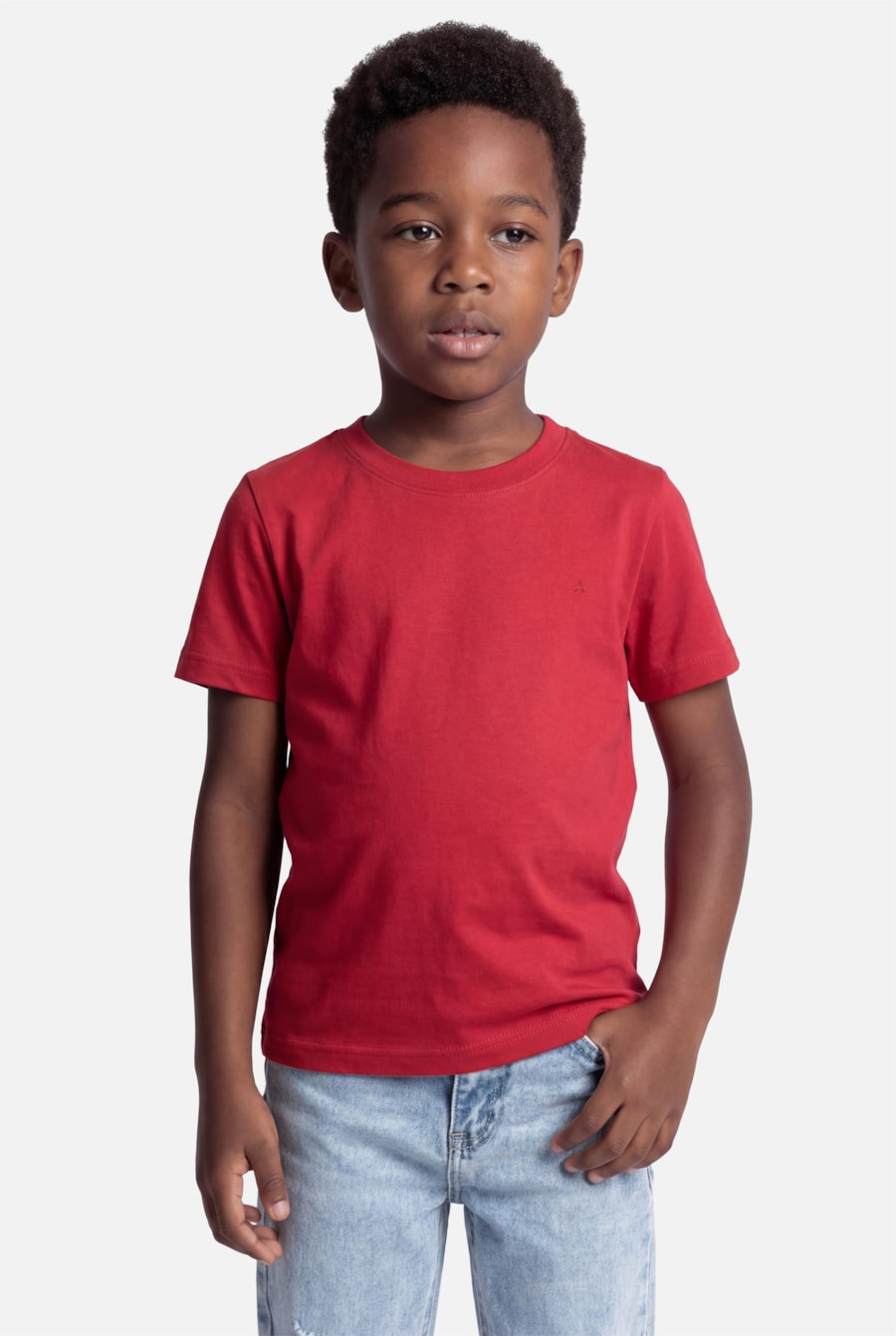 Camiseta Manga Curta Infantil Básica Carmim - Não Ativar Mostruário — foto 1 de 3