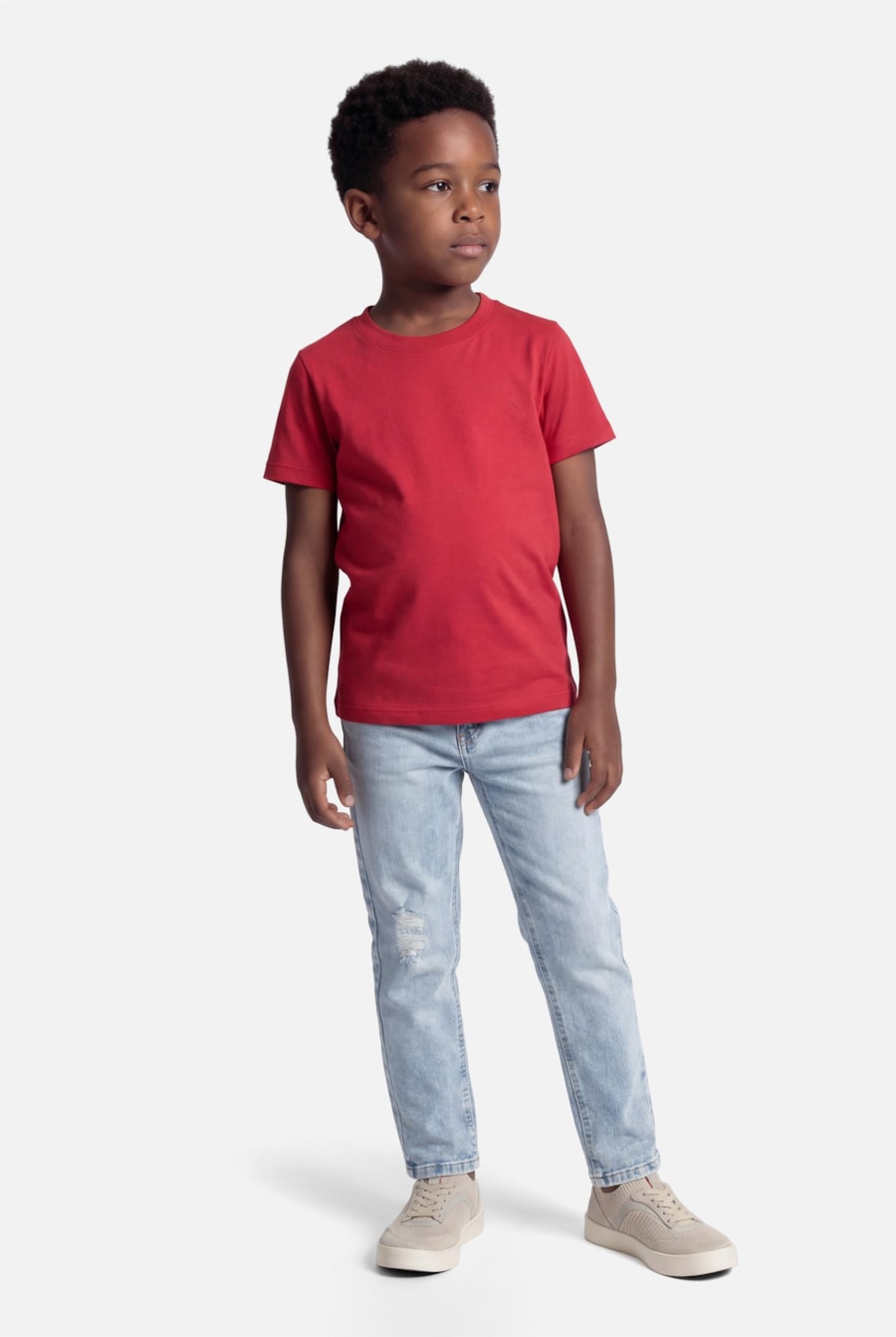 Camiseta Manga Curta Infantil Básica Carmim - Não Ativar Mostruário — foto 2 de 3