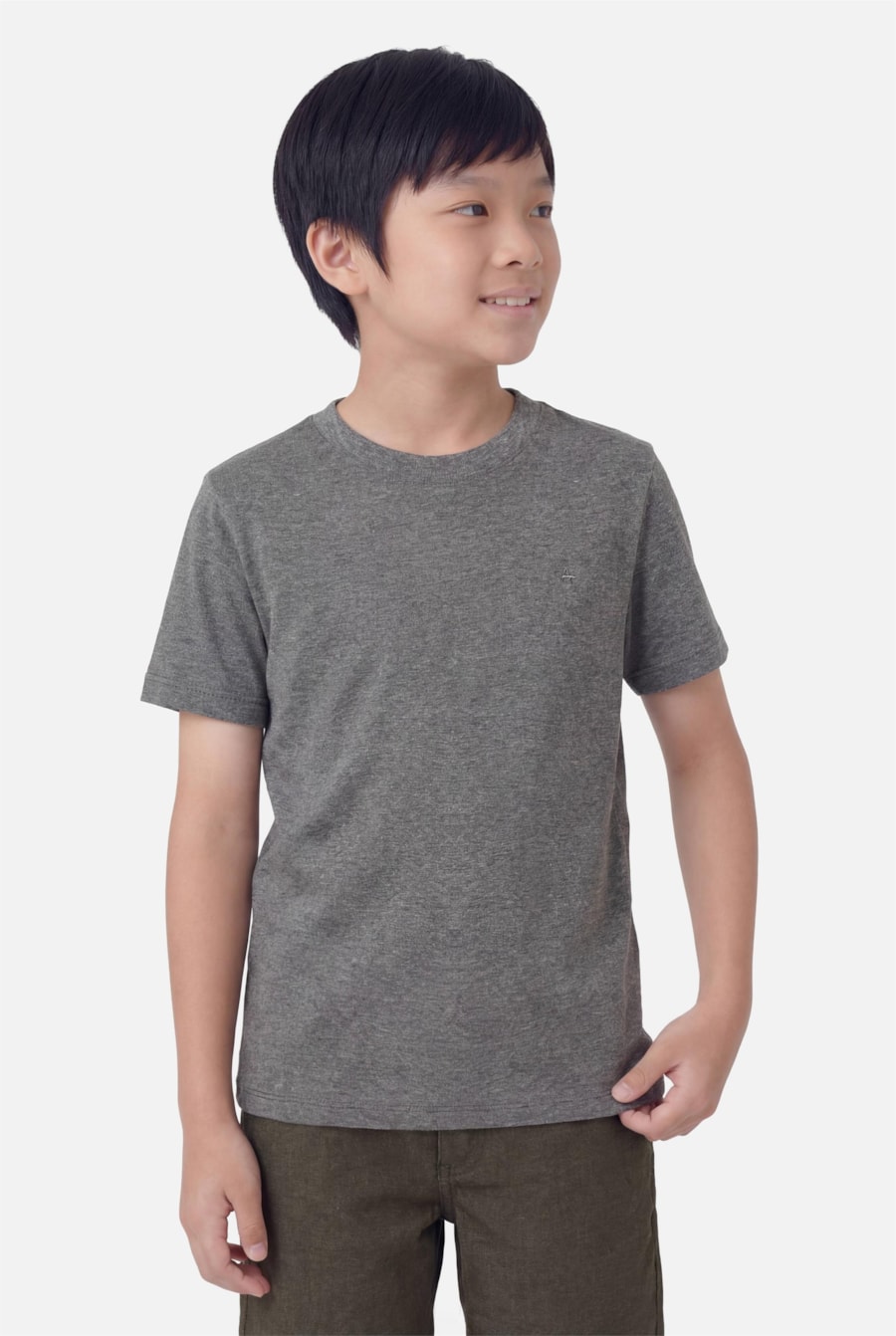 Camiseta Manga Curta Infantil Básica Grafite Mescla — foto 1 de 3