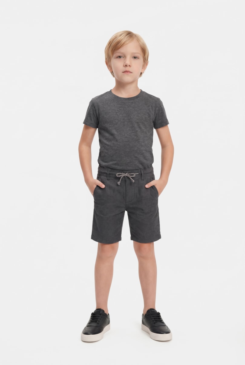 Camiseta Manga Curta Infantil Básica Grafite Mescla