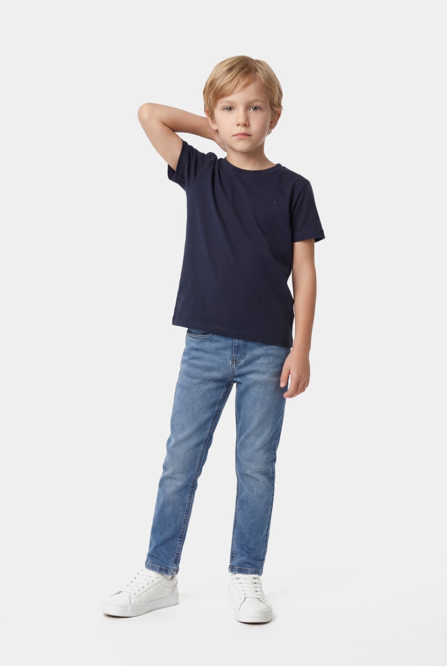 Camiseta Manga Curta Infantil Básica Marinho — foto 2 de 3