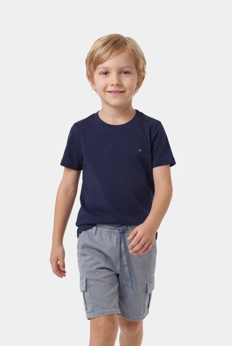 Camiseta Manga Curta Infantil Básica Navy
