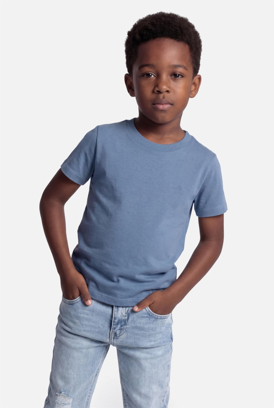Camiseta Manga Curta Infantil Básica Oceano - Não Ativar Mostruário — foto 1 de 3