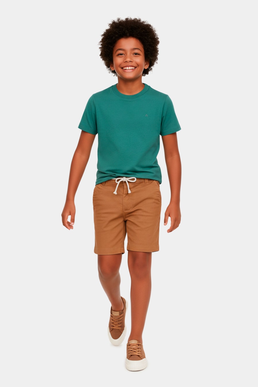 Camiseta Manga Curta Infantil Básica Verde Bandeira — foto 3 de 4