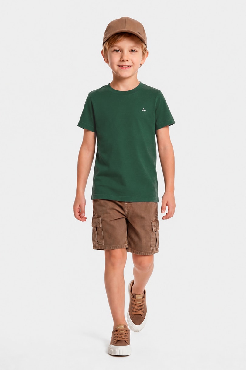 Camiseta Manga Curta Infantil Básica Verde Intenso