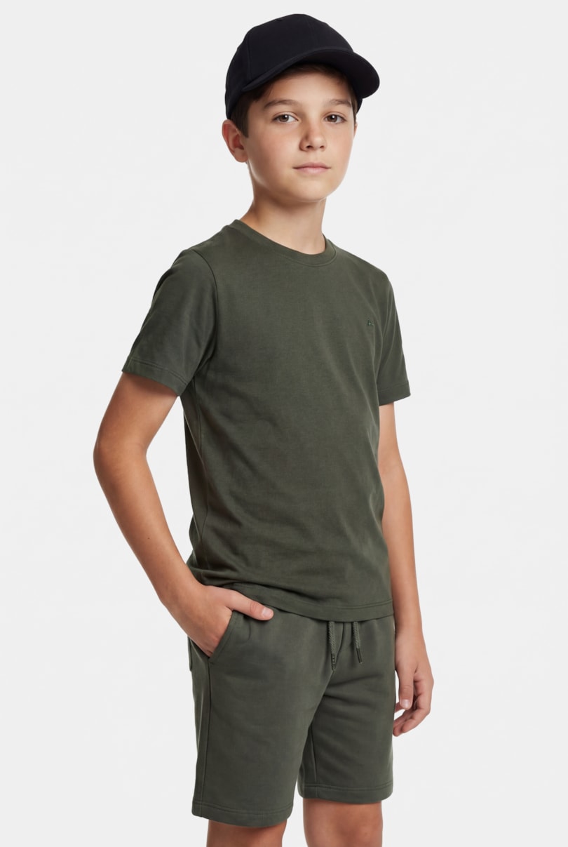 Camiseta Manga Curta Infantil Básica Verde Militar