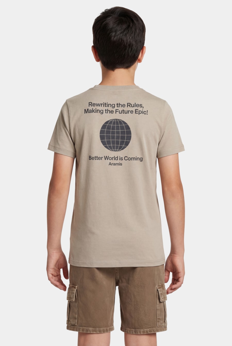 Camiseta Manga Curta Infantil Better World Is Coming Caqui 116 — foto 3 de 7