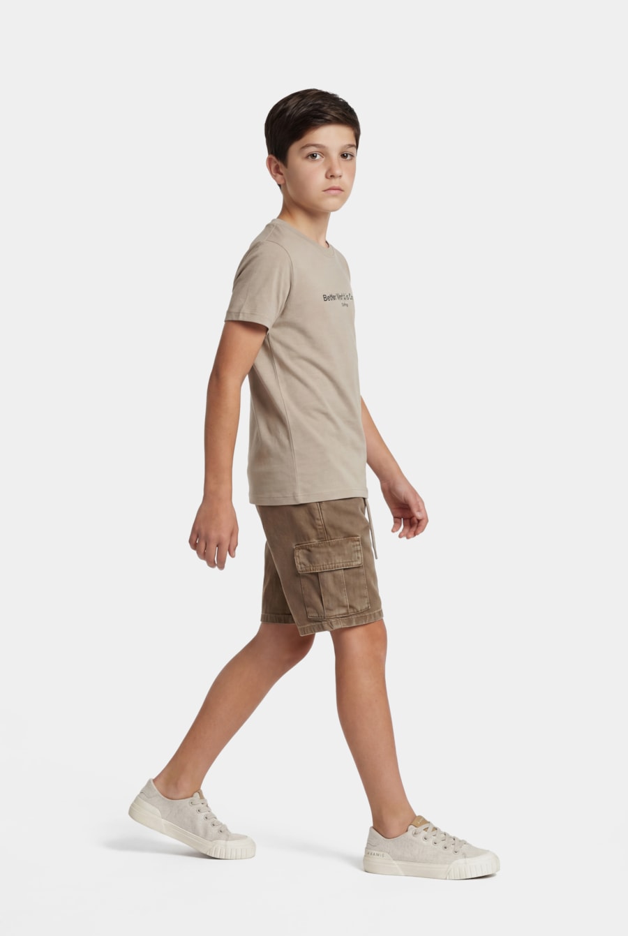 Camiseta Manga Curta Infantil Better World Is Coming Caqui 116 — foto 2 de 7