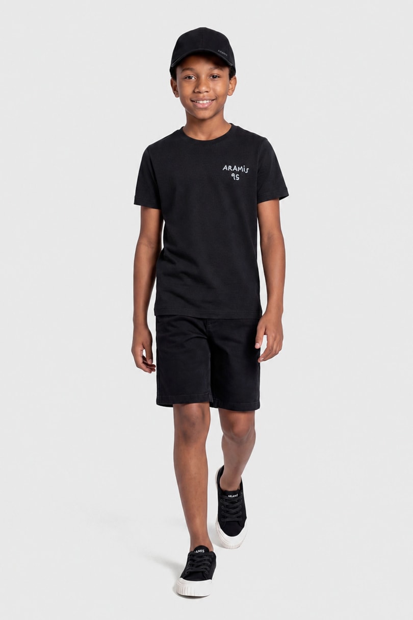 Camiseta Manga Curta Infantil Bordado 1995 Preto