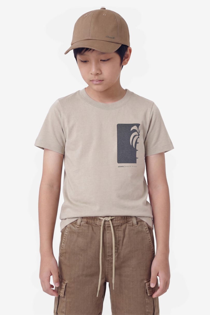 Camiseta Manga Curta Infantil Coqueiro Caqui