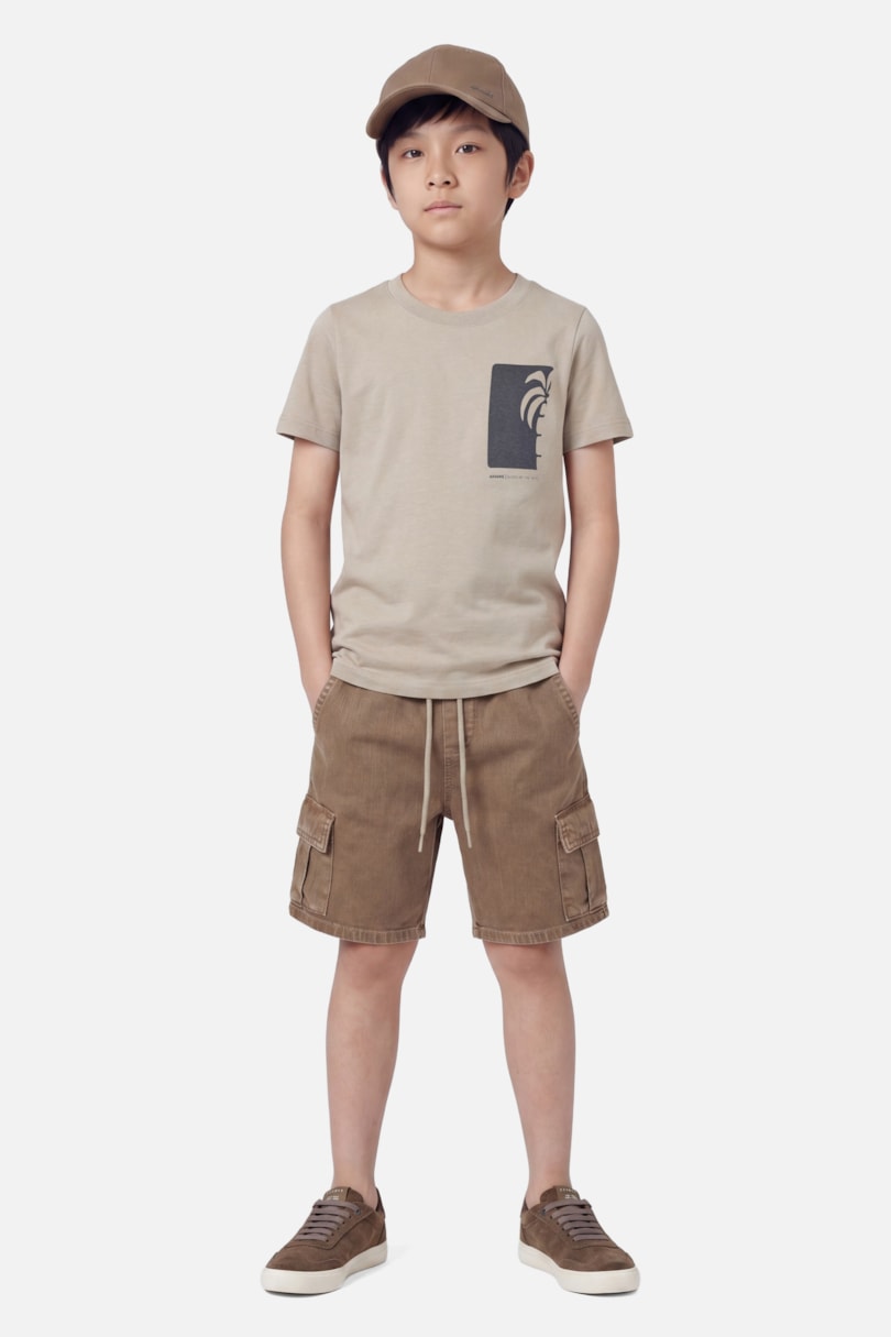 Camiseta Manga Curta Infantil Coqueiro Caqui