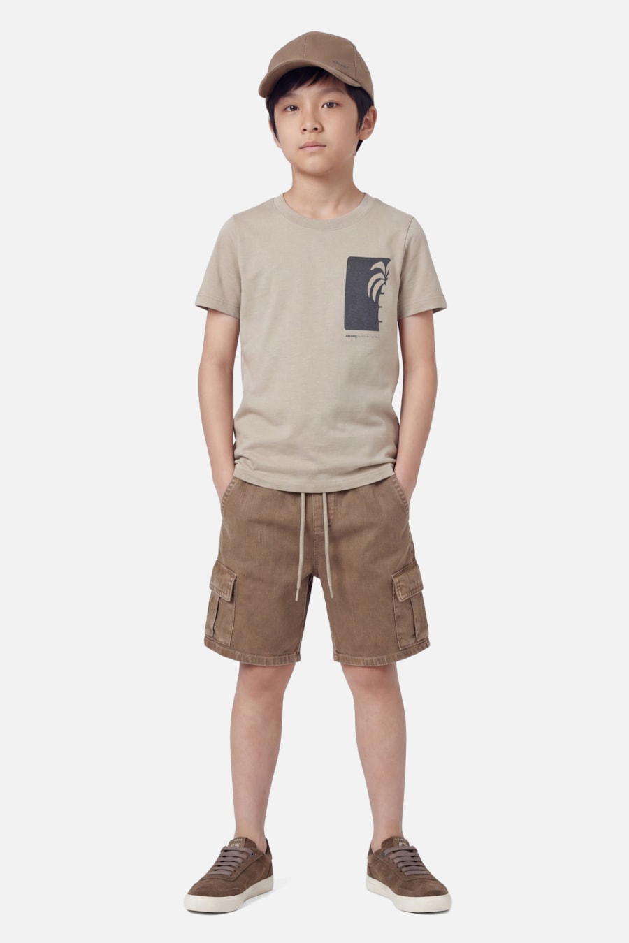Camiseta Manga Curta Infantil Coqueiro Caqui — foto 2 de 3