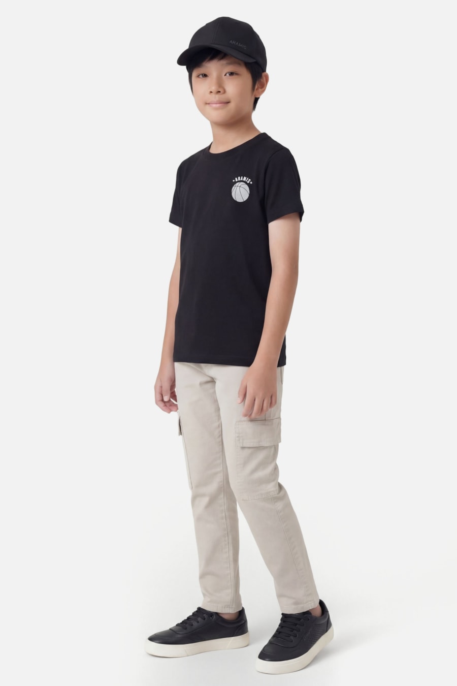 Camiseta Manga Curta Infantil Estampa Basket Preto — foto 2 de 5