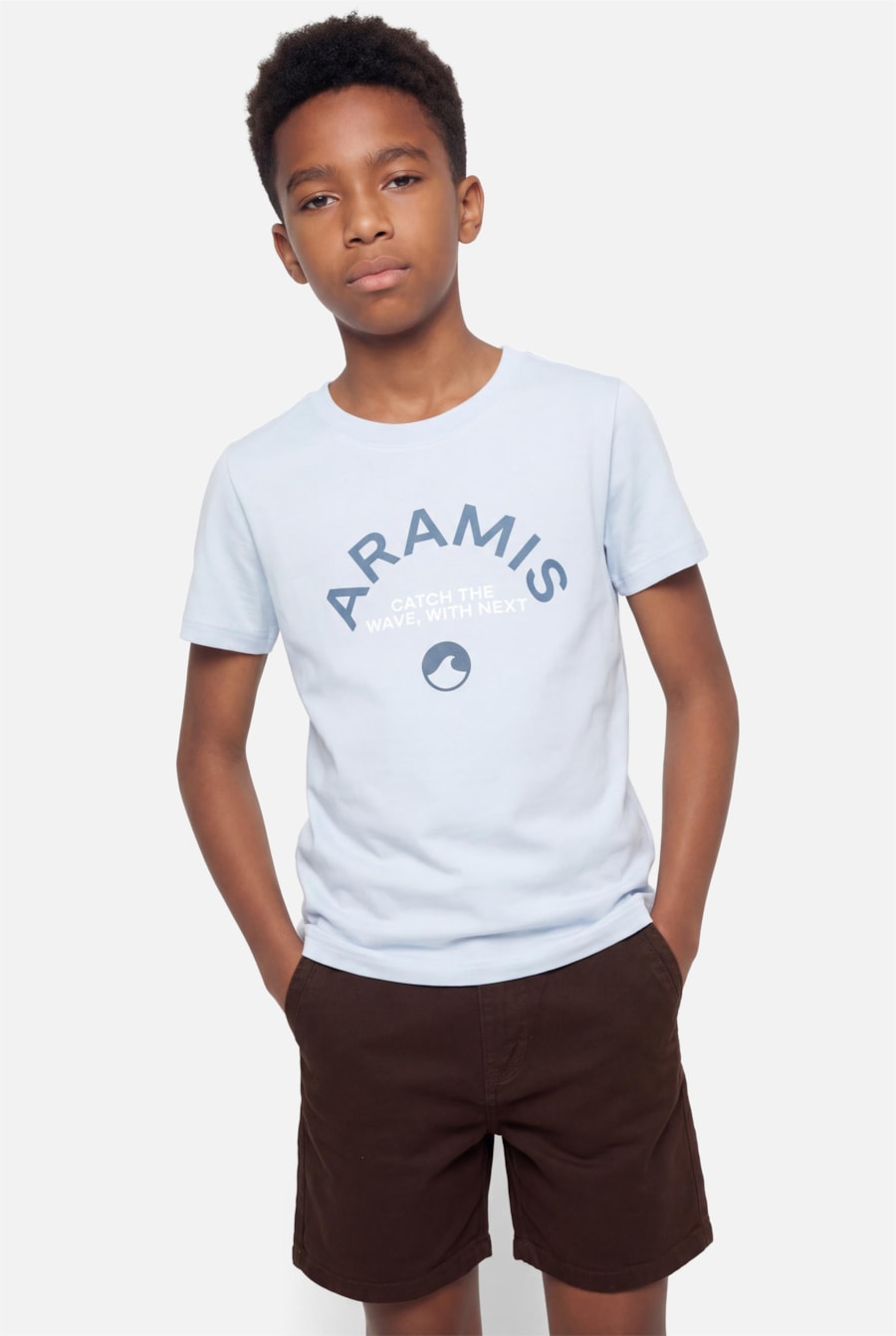 Camiseta Manga Curta Infantil Estampa Catch The Waves Azul Claro — foto 1 de 3