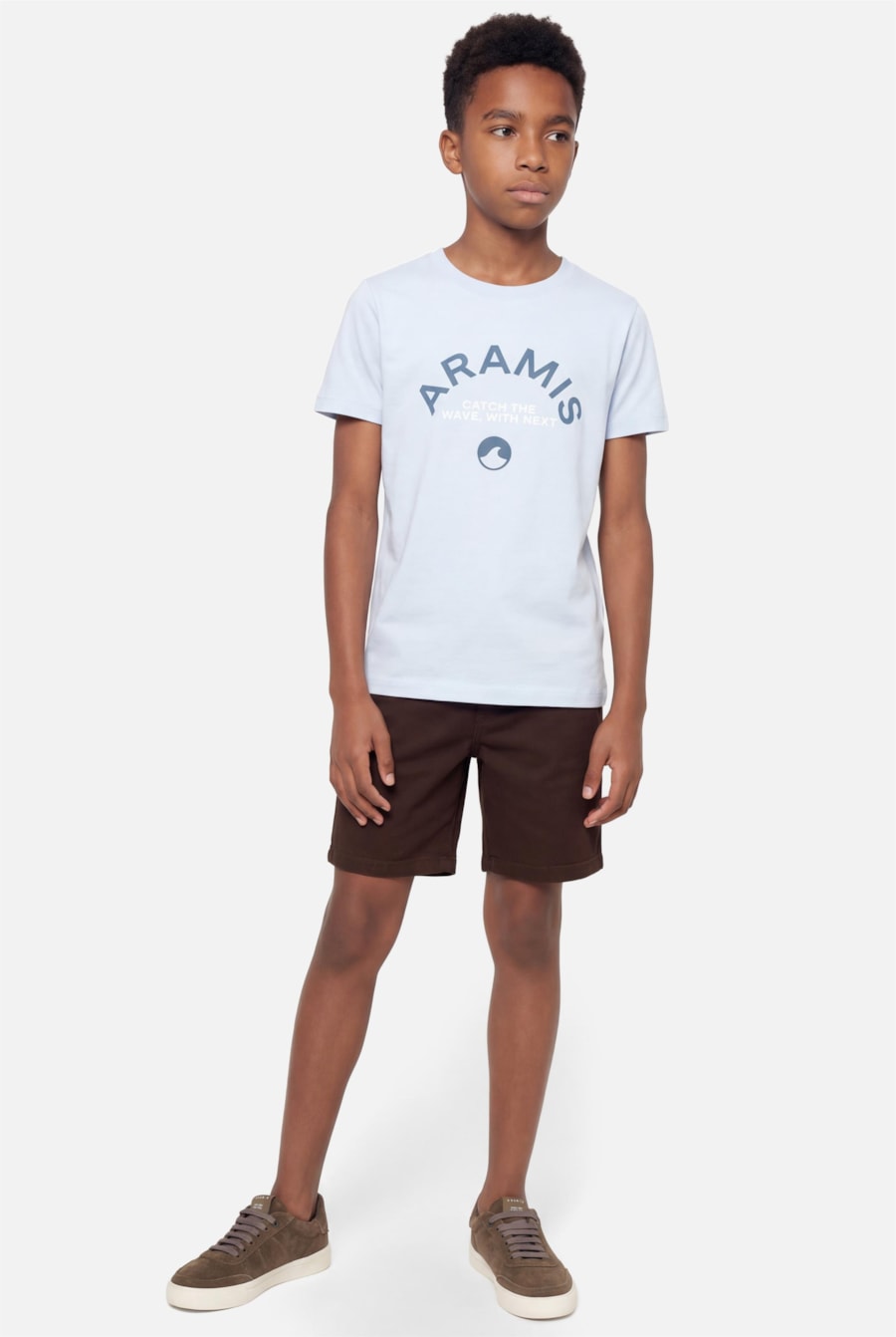 Camiseta Manga Curta Infantil Estampa Catch The Waves Azul Claro — foto 2 de 3