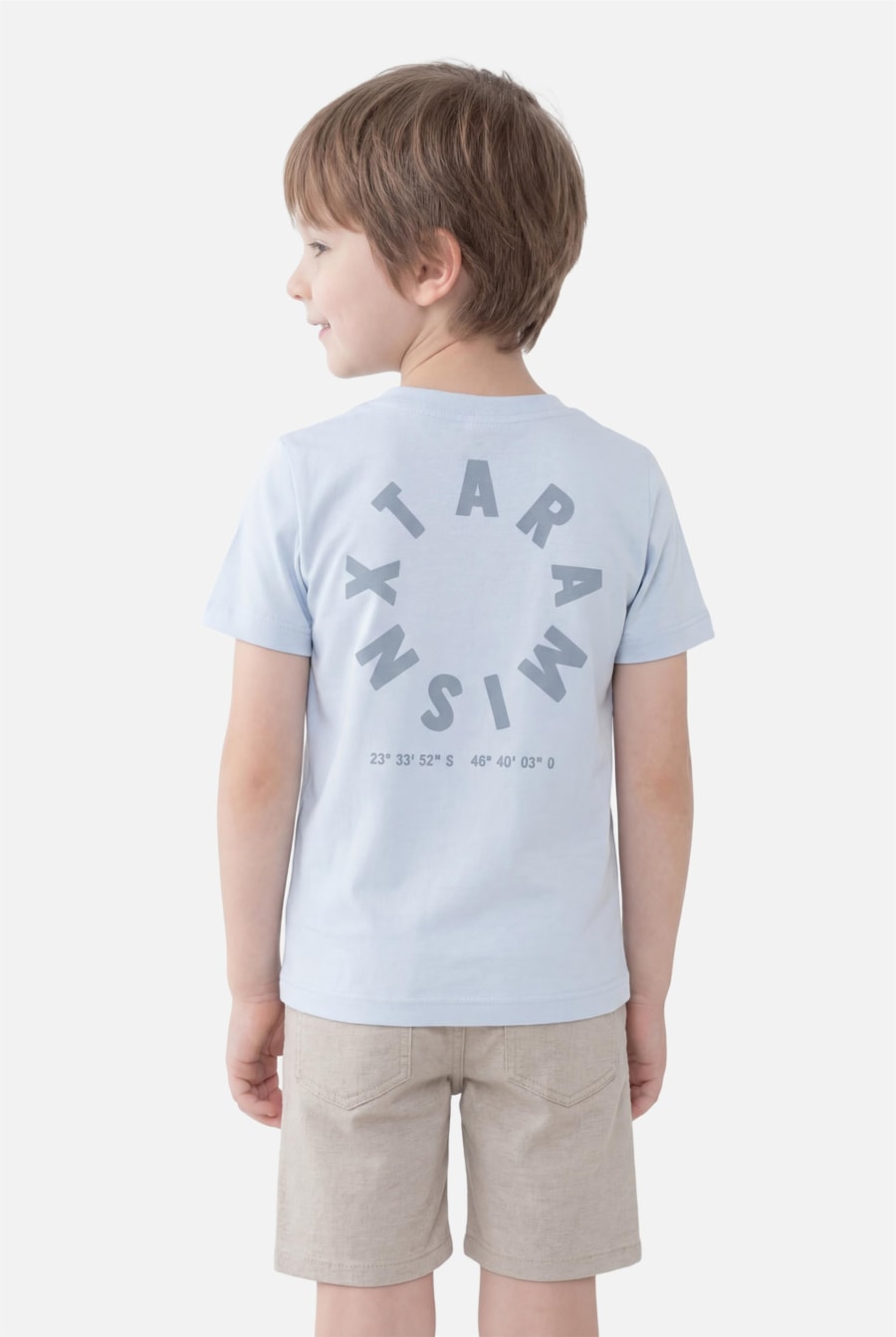 Camiseta Manga Curta Infantil Estampa Circular Azul Claro — foto 1 de 5