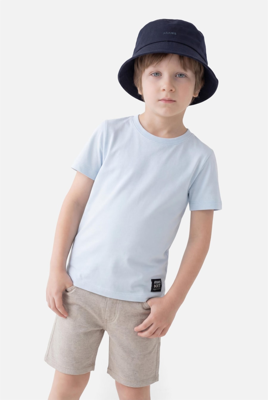 Camiseta Manga Curta Infantil Estampa Circular Azul Claro — foto 3 de 5