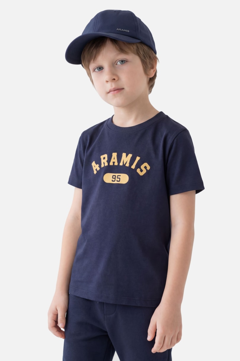 Camiseta Manga Curta Infantil Estampa College Navy
